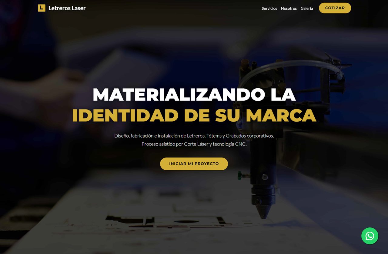 Captura real del sitio Letreros Laser